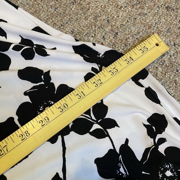 CB Established 1962 Dress Plus Sz 24 White Black Floral High Waist Midi Matured - Picture 3 of 10